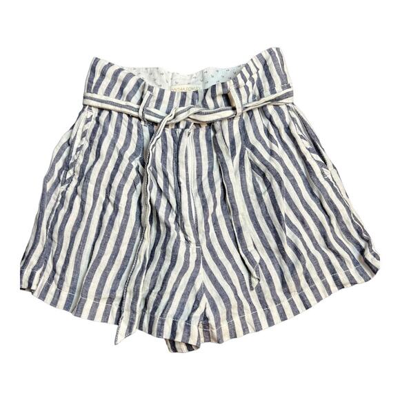 Cynthia Rowley Striped Linen Paper Bag Shorts Tie Waist Casual Preppy Twee 4 - Picture 3 of 7